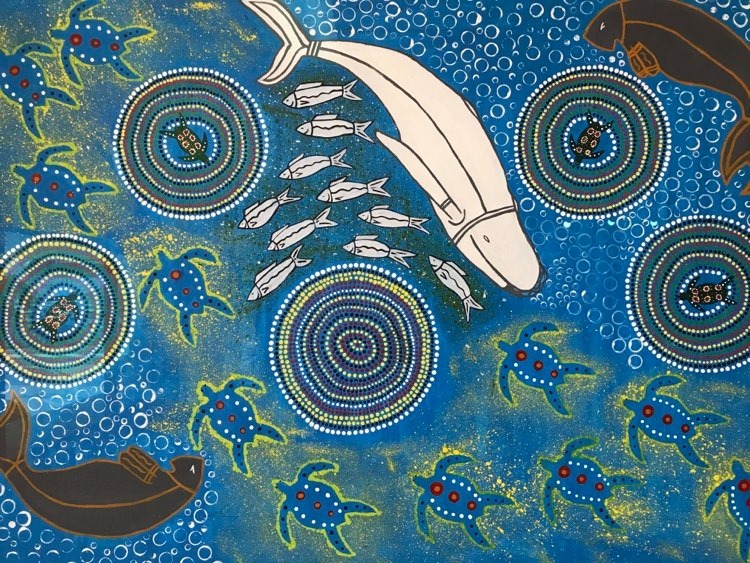 Susan Pryor's artwork which adorns the exterior of Coolgaree Cat entitled 'WaddaMooli' which means Hello and Welcome Susan Pryor's artwork which adorns the exterior of Coolgaree Cat entitled 'WaddaMooli' which means Hello and Welcome